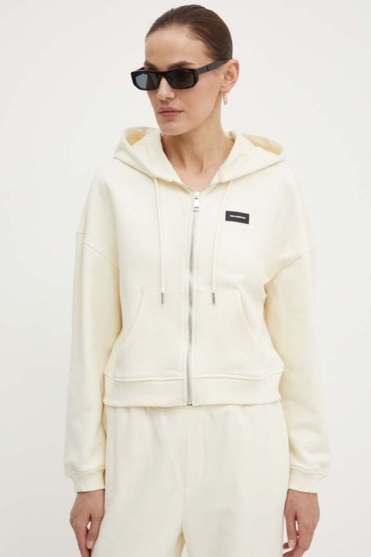 Karl Lagerfeld bluza bawełniana beżowy 245W2112