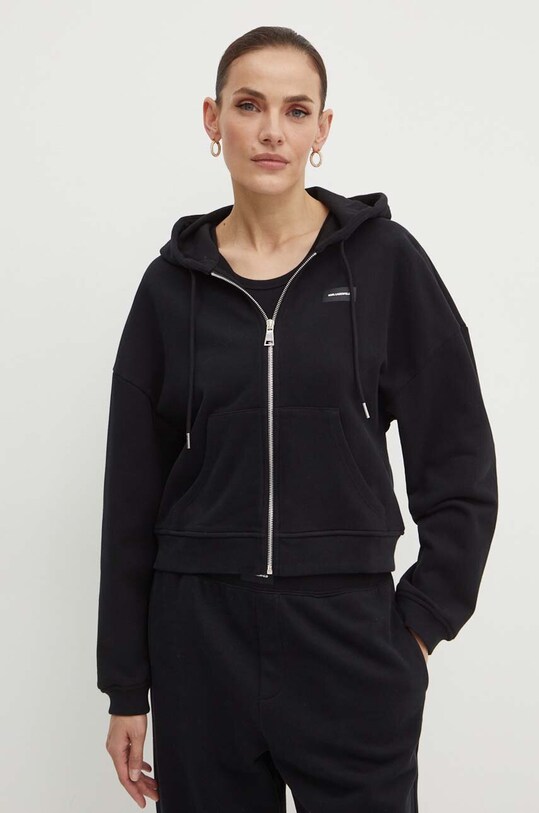 Karl Lagerfeld bluza bawełniana bawełna czarny 245W2112