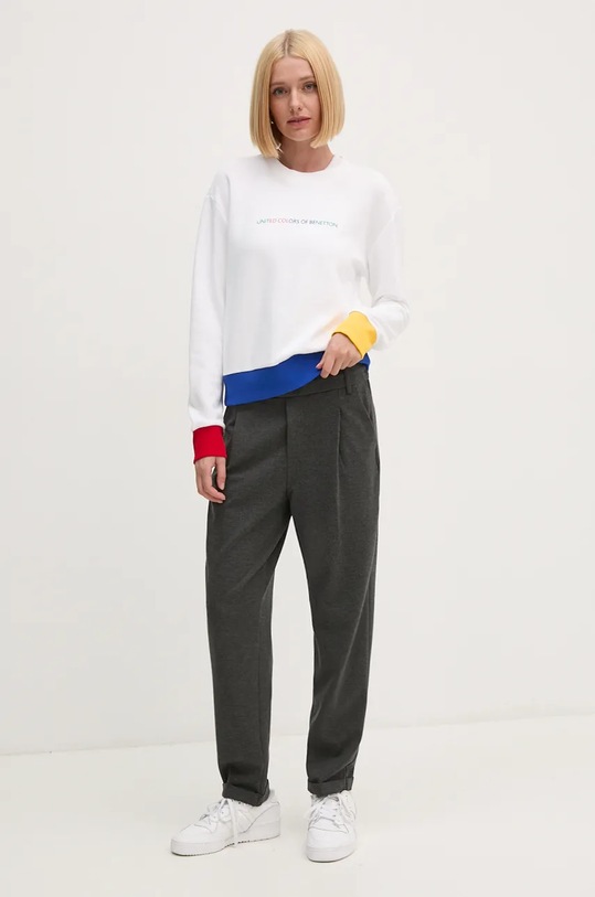 United Colors of Benetton hanorac de bumbac 3J68D107Z alb NC24