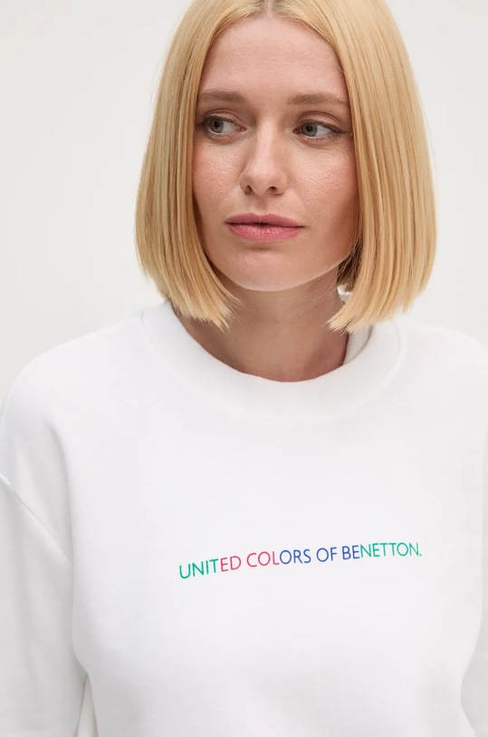 United Colors of Benetton hanorac de bumbac alb 3J68D107Z