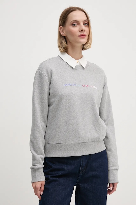 United Colors of Benetton bluza bawełniana nadruk szary 3J68D107Z