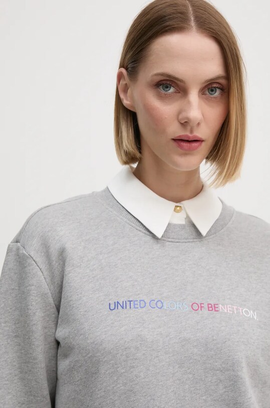 Bavlnená mikina United Colors of Benetton sivá 3J68D107Z