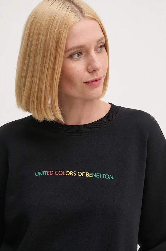 Βαμβακερή μπλούζα United Colors of Benetton μαύρο 3J68D107Z