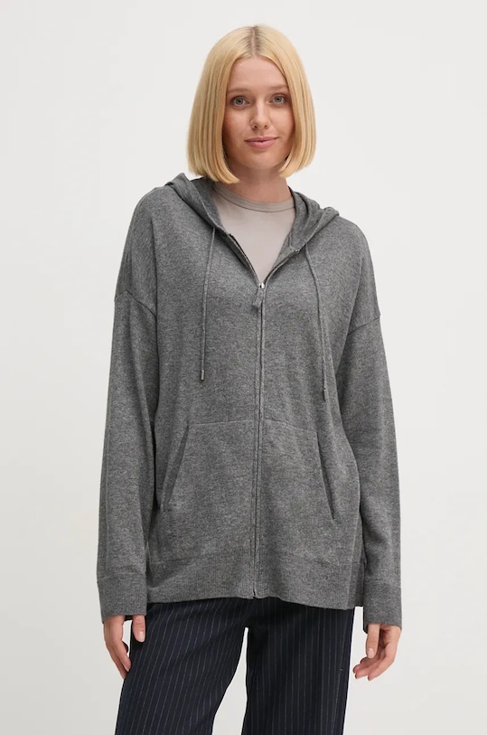 Шерстяной кардиган United Colors of Benetton с добавлением шерсти серый 1035D5006