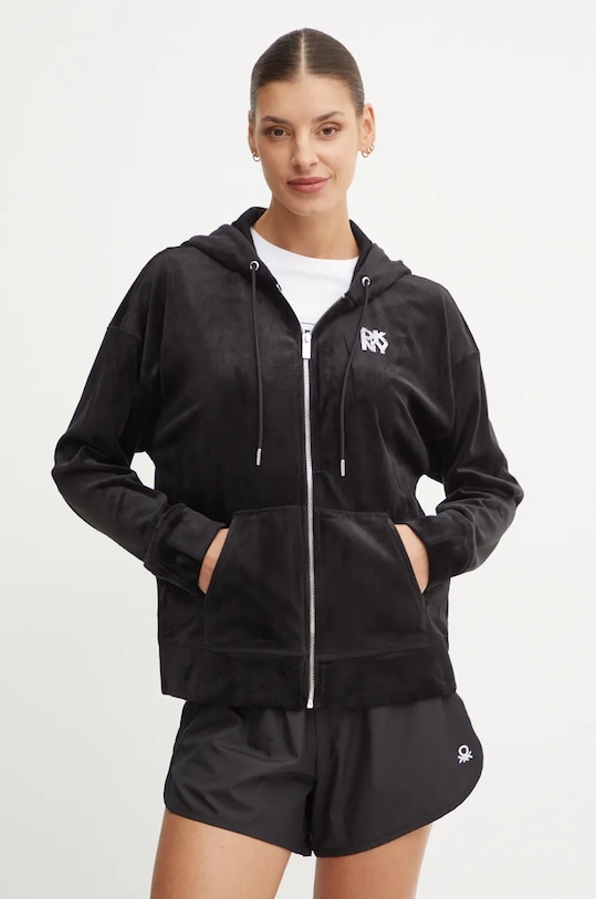Dukserica od velura Dkny s kapuljačom crna DP4J9544