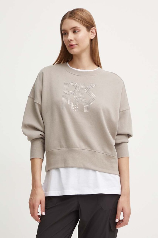 Dkny bluza aplikacja brązowy DP4T9968