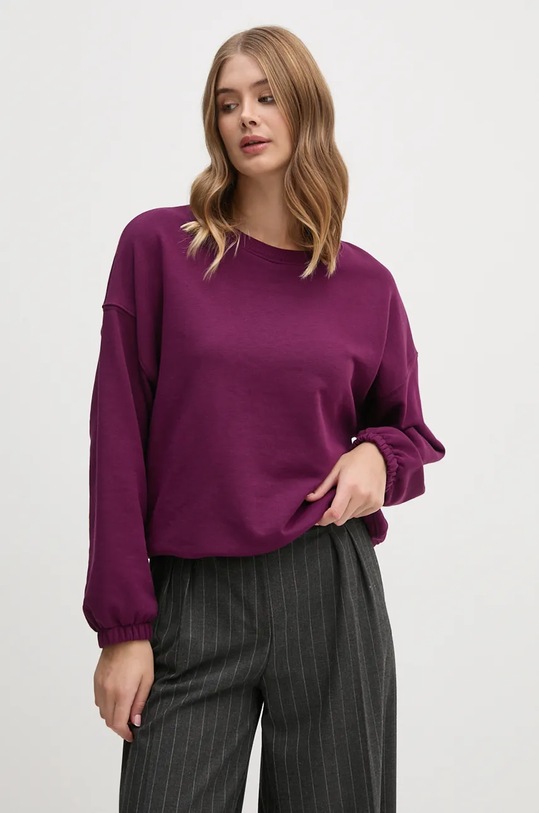 Mikina United Colors of Benetton bez kapuce fialová 31NB3M06V