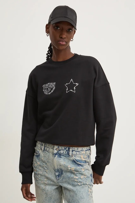 Chiara Ferragni hanorac de bumbac imprimeu negru 77CBIK05