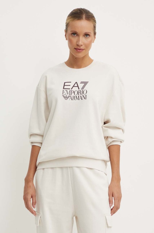 Mikina EA7 Emporio Armani bez kapuce béžová TJZCZ.6DTM11.1120