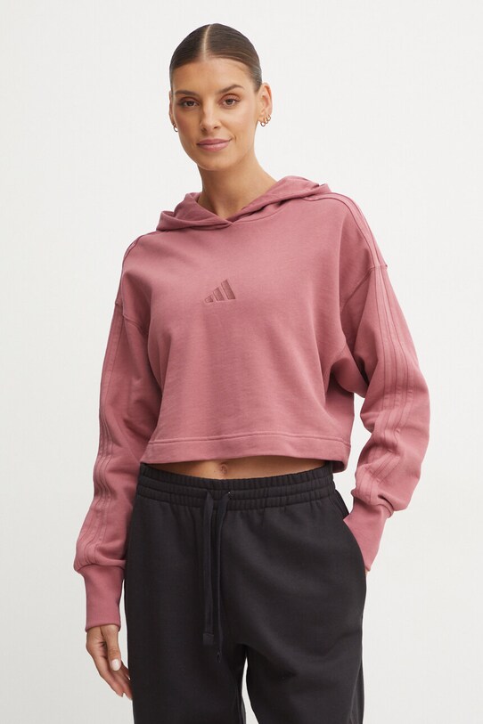 Бавовняна кофта adidas All SZN з капюшоном рожевий IY6848