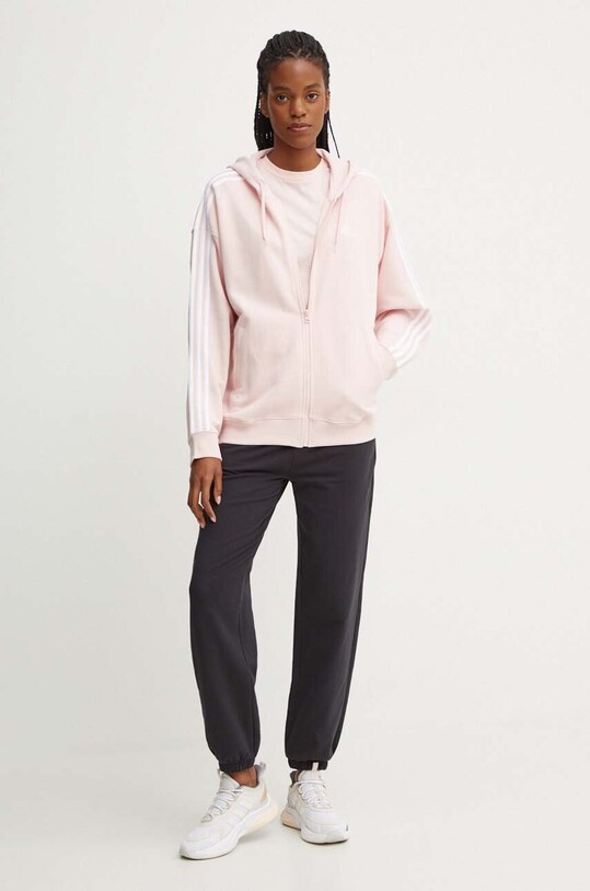 Bavlněná mikina adidas Essentials IY7543 růžová AW24