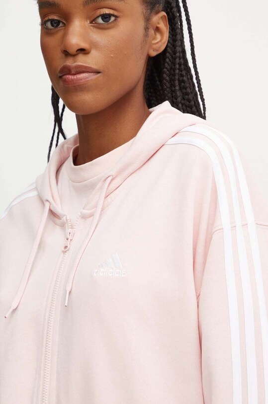 Bavlněná mikina adidas Essentials růžová IY7543