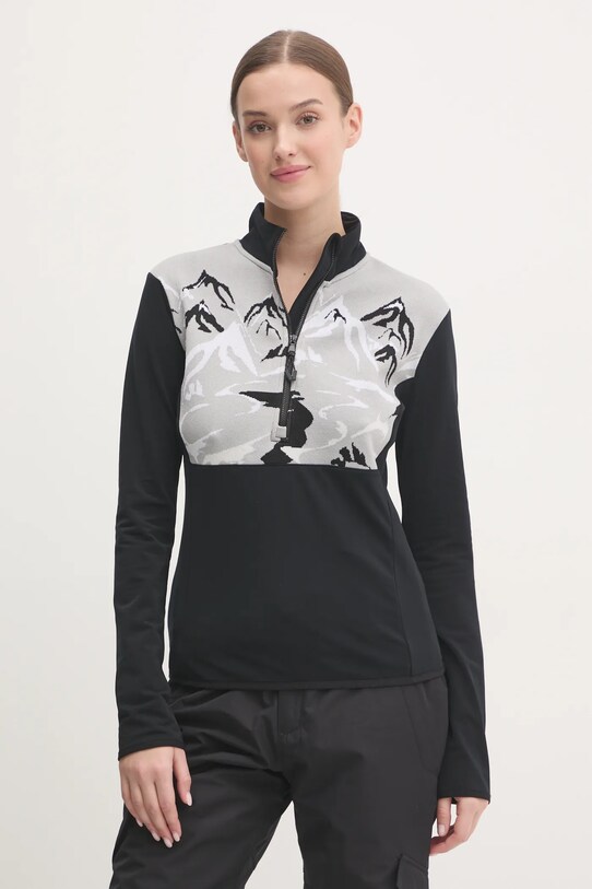 Αθλητική μπλούζα EA7 Emporio Armani St. Moritz Powerstretch απλικέ μαύρο TJJFZ.6DTM47.1200