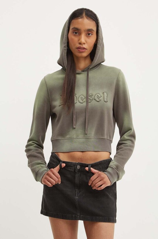 Бавовняна кофта Diesel F-SLIMMY-HOOD-P1 з капюшоном зелений A14184.0IPAP