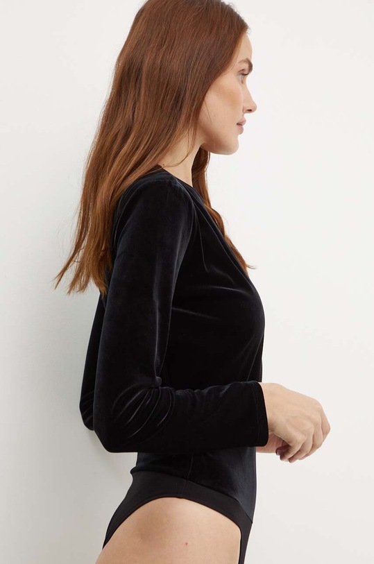 Bodi od velura Armani Exchange crna 6DYMBD.YJ9WZ