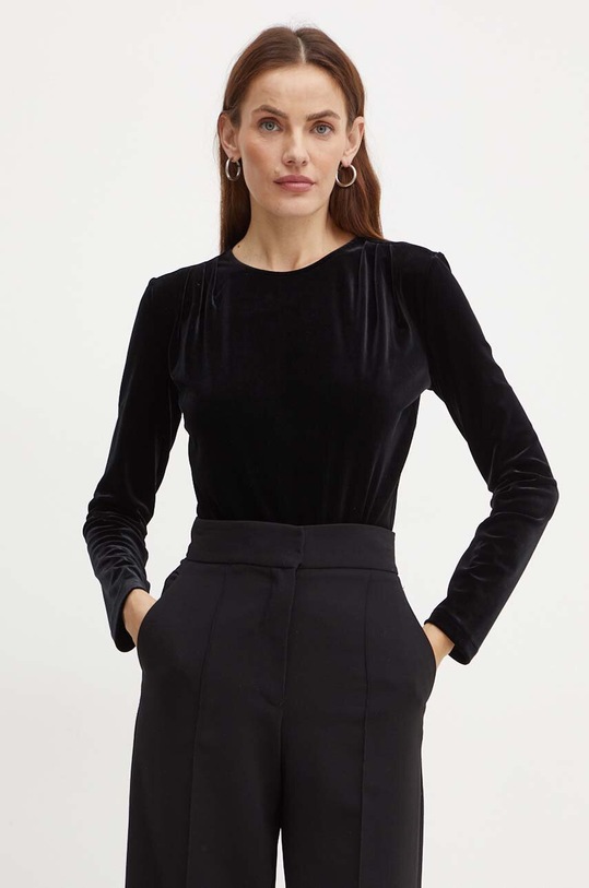 Bodi od velura Armani Exchange 6DYMBD.YJ9WZ crna