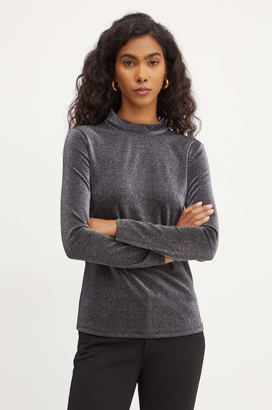 Armani Exchange bluzka z elastanem srebrny 6DYMCQ.YJLXZ