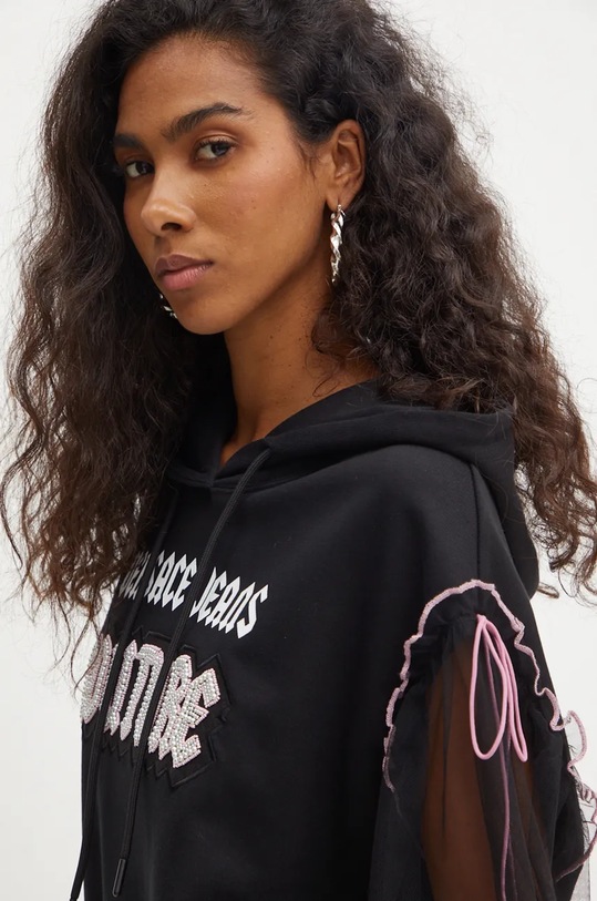 Βαμβακερή μπλούζα Versace Jeans Couture μαύρο 77HAIC01.CF00C