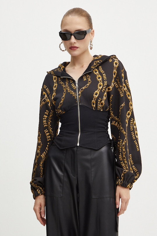 Бавовняна кофта Versace Jeans Couture з капюшоном чорний 77HAI3A4.FS159