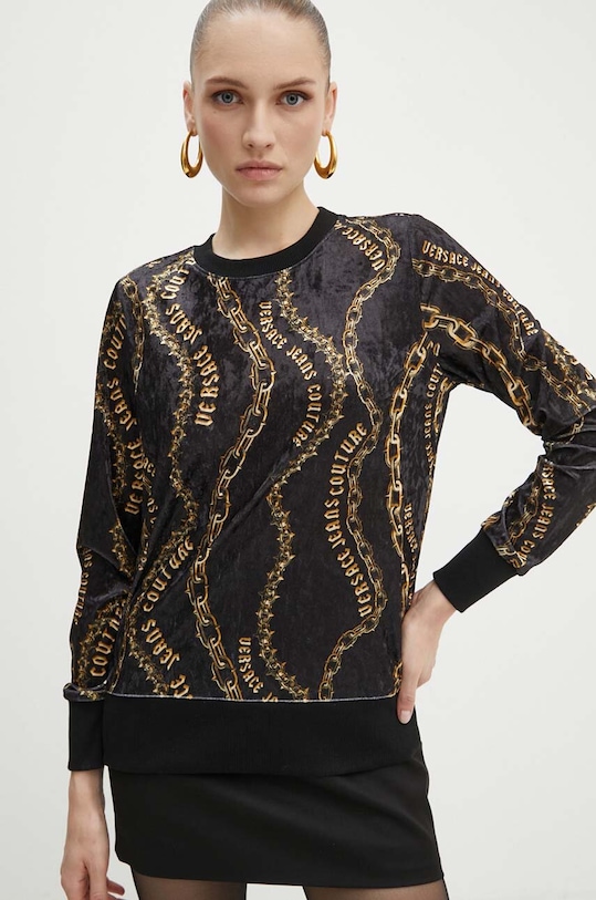Velurová mikina Versace Jeans Couture černá 77HAI309.JS367