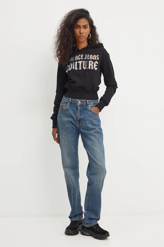 Versace Jeans Couture hanorac de bumbac 77HAIL00.CF00L negru AW24