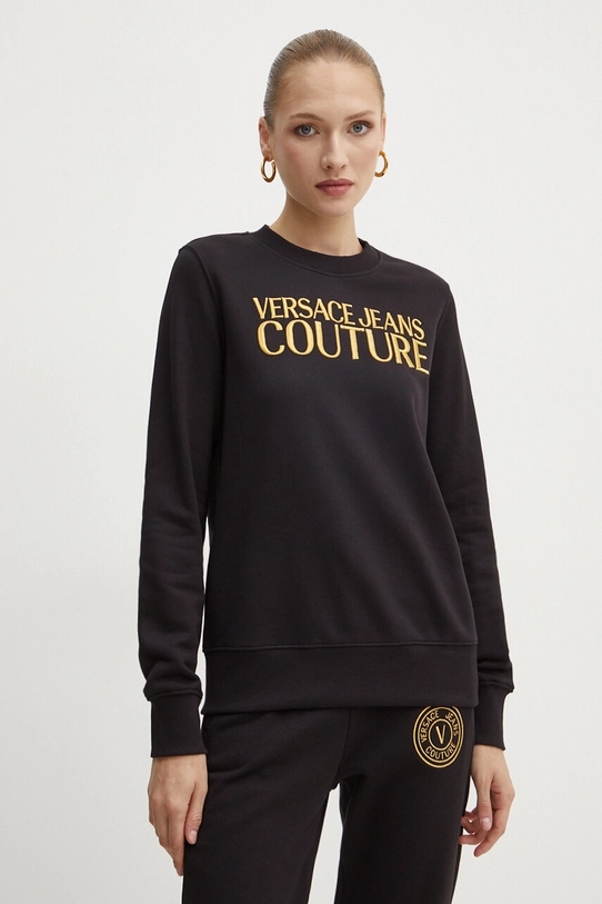 Бавовняна кофта Versace Jeans Couture без капюшона чорний 77HAIT06.CF01T