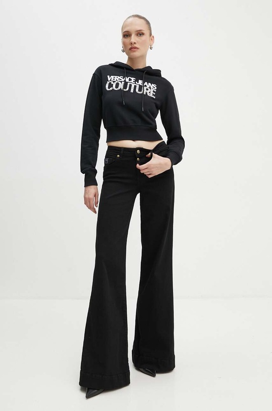 Βαμβακερή μπλούζα Versace Jeans Couture 77HAIE07.CF00E μαύρο AW24