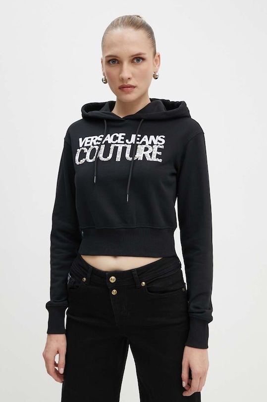 Βαμβακερή μπλούζα Versace Jeans Couture μαύρο 77HAIE07.CF00E