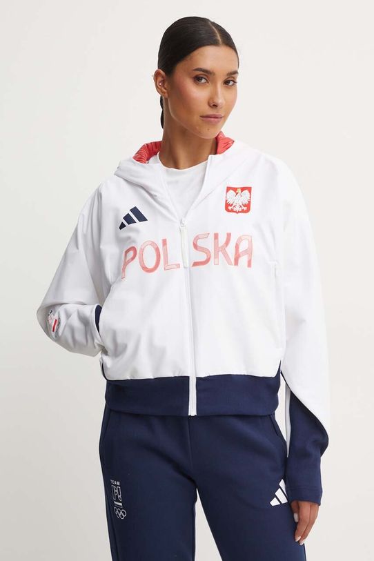 Φούτερ προπόνησης adidas Performance Polska λευκό JF6671