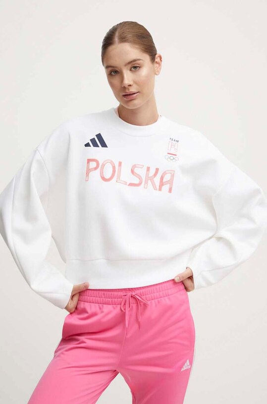 Tepláková mikina adidas Performance Polska bez kapucne biela JF6707