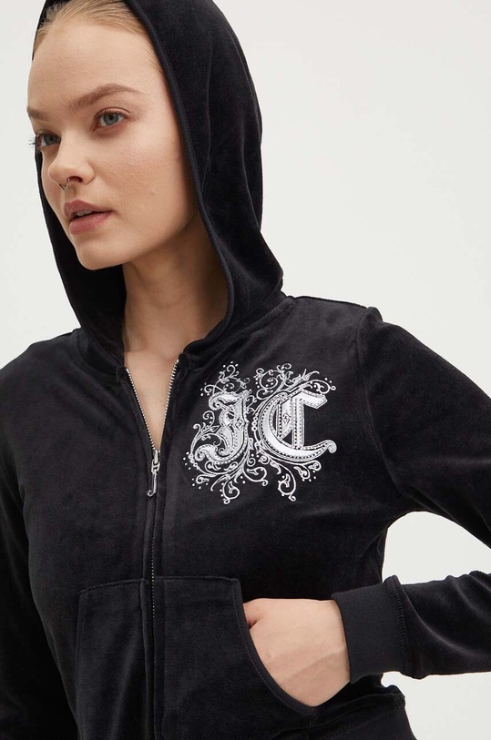 Juicy Couture bluza welurowa RENAISSANCE ROBYN HOODIE czarny JCGAS224001.101