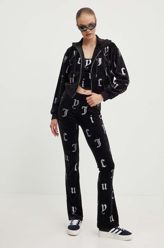 Juicy Couture bluza welurowa NALA AO DIAMANTE JCMAS224251.101 czarny AW24