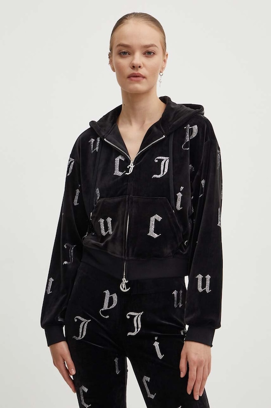 Juicy Couture bluza welurowa NALA AO DIAMANTE czarny JCMAS224251.101