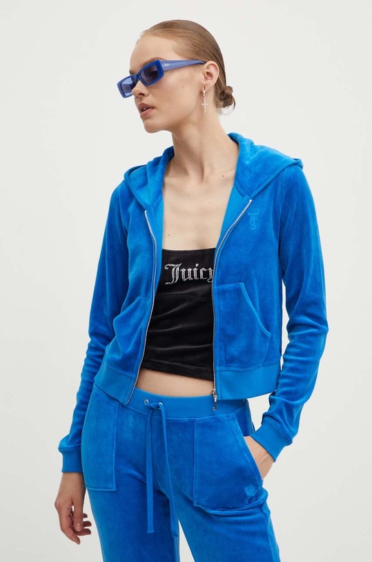 Velurová mikina Juicy Couture HERITAGE ROBYN modrá JCSEBJ007.233