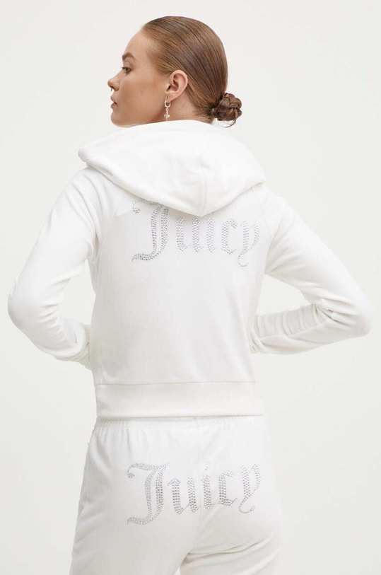 Velurová mikina Juicy Couture MADISON s kapucí bílá JCWA122001.440