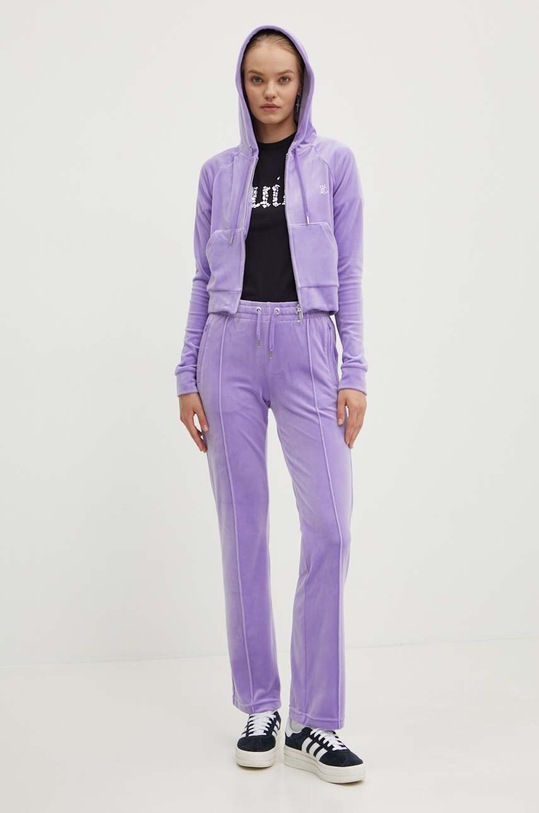 Juicy Couture bluza welurowa MADISON HOODIE JCWA122001.359 fioletowy AW24