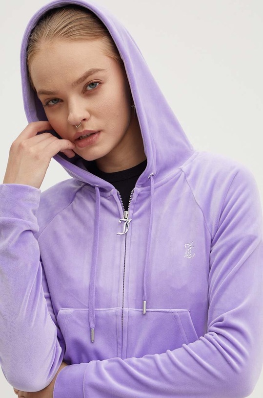 Juicy Couture bluza welurowa MADISON HOODIE fioletowy JCWA122001.359