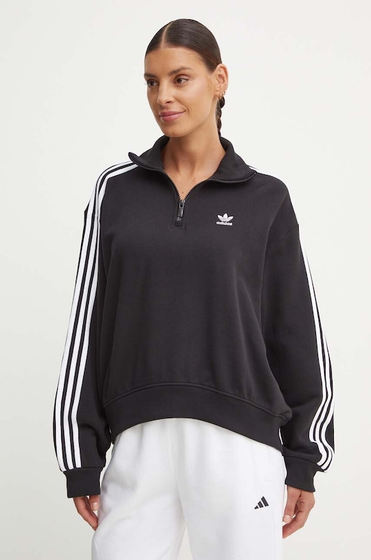 adidas Originals hanorac de bumbac imprimeu negru IY7258