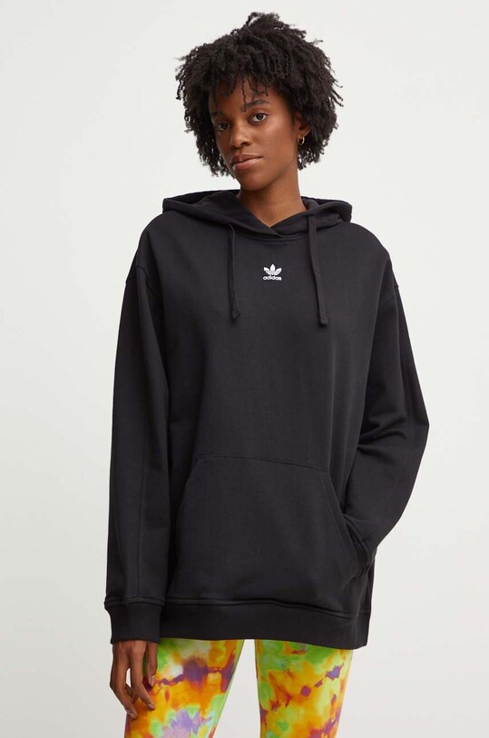 Бавовняна кофта adidas Originals з капюшоном чорний IY9615