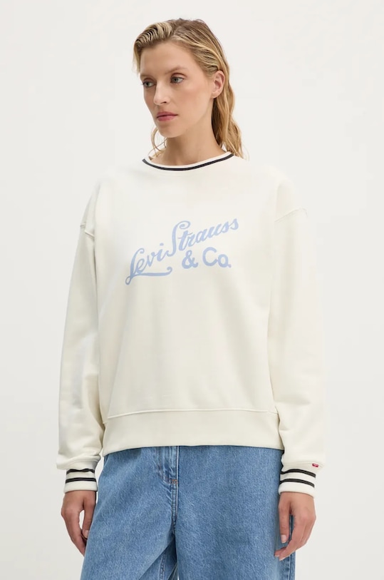 Βαμβακερή μπλούζα Levi's χωρίς κουκούλα μπεζ 0002L