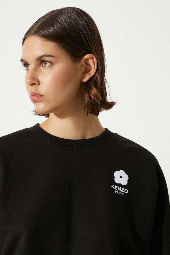Памучен суичър Kenzo Flower Boke 2.0 Cropped Sweat FE62SW1664MI.99J черен