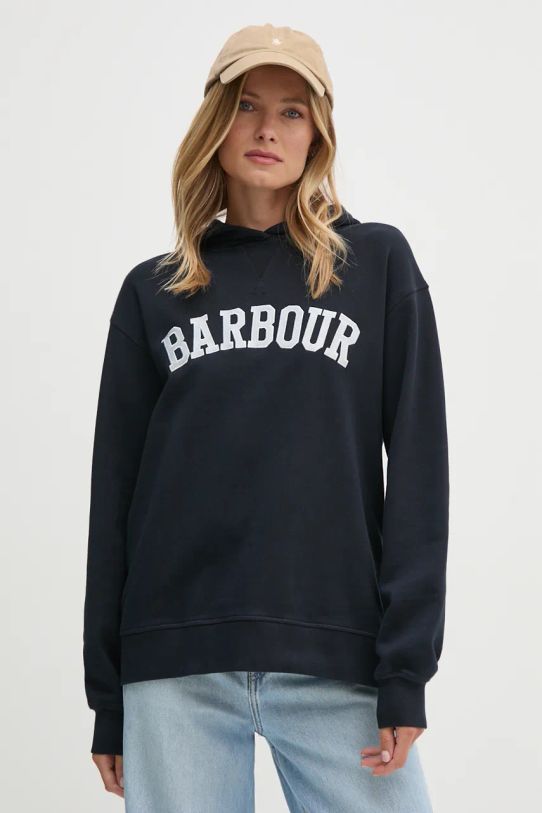 Barbour felpa in cotone applique blu navy LOL0592