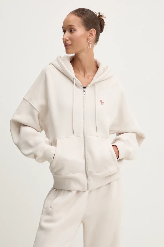 Mikina Abercrombie & Fitch s kapucí bílá KI152.4161.102