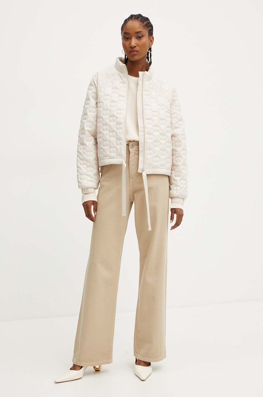 Памучен суичър Twinset 242TP2493 бежов AW24