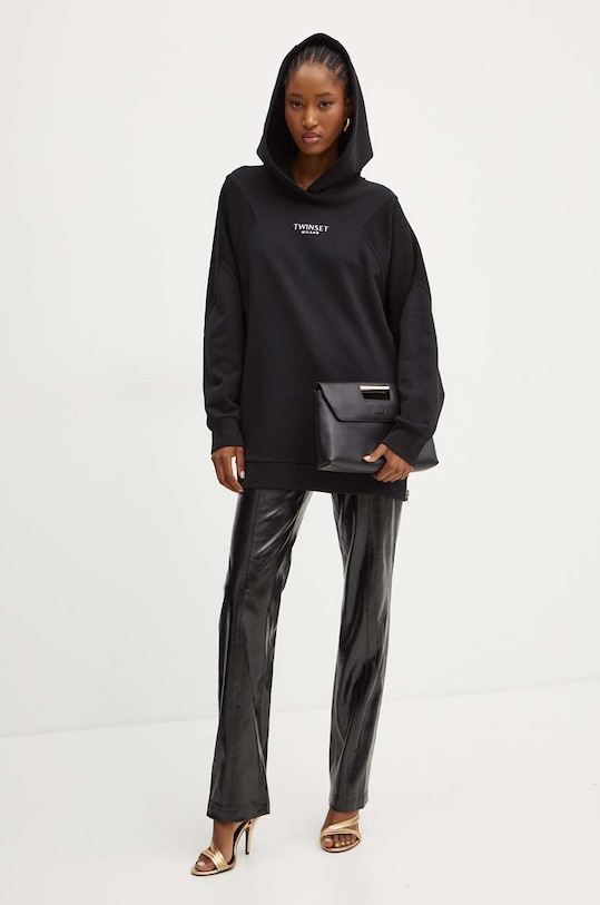 Bavlněná mikina Twinset 242TP2041 černá AW24