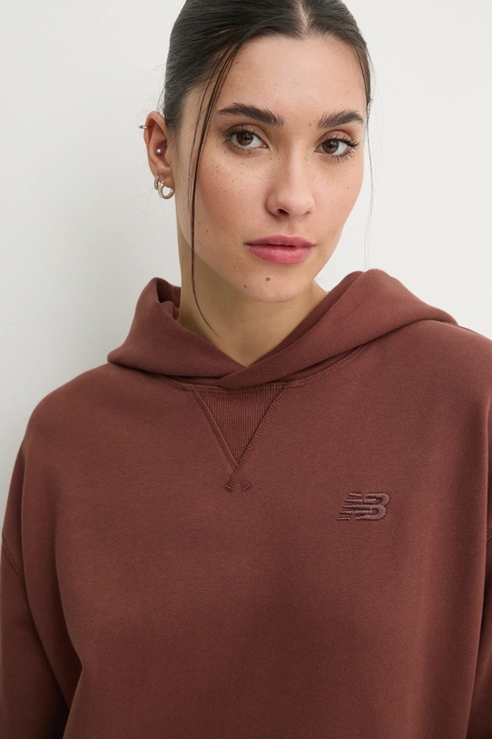 Bavlněná mikina New Balance hnědá WT41537ROK