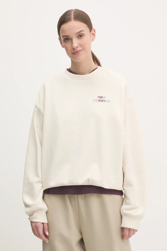 Mikina New Balance bez kapucne béžová WT43559LIN