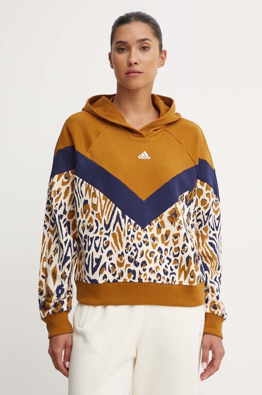 adidas bluza x Farm Rio cu modele maro IV9738