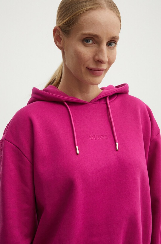Bavlněná mikina Guess STACIE s kapucí růžová V4BQ00.KC5O0