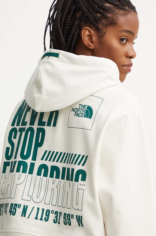 The North Face bluza bawełniana Coordinates Crop Hoodie nadruk beżowy NF0A89CKQLI1